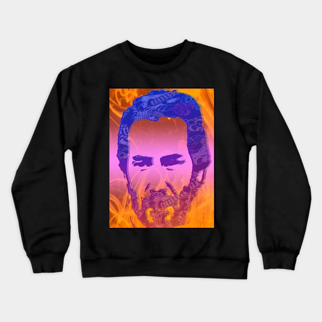 John Wick pop art skull fire, pattern poster Crewneck Sweatshirt by happy-printing